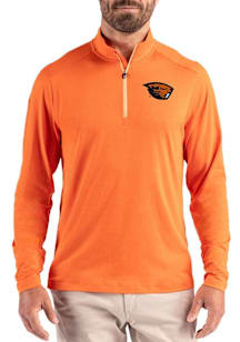 Cutter and Buck Oregon State Beavers Mens Orange Coastline Long Sleeve Qtr Zip Pullover