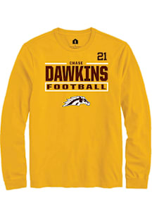 Chase Dawkins Western Michigan Broncos Gold Football NIL Stacked Box Long Sleeve Player T Shirt