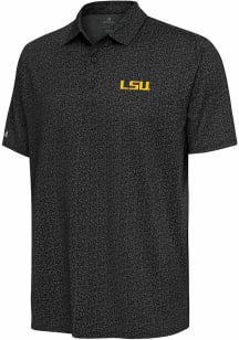 Antigua LSU Tigers Mens Charcoal Blooming Short Sleeve Polo