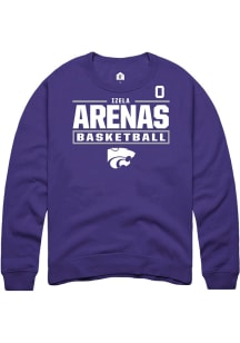 Izela Arenas Rally Mens Purple K-State Wildcats NIL Stacked Box Player Crew