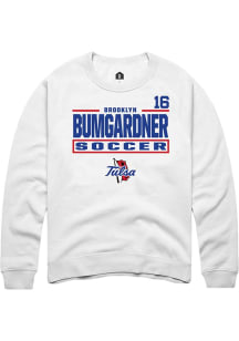 brooklyn bumgardner Rally Mens White Tulsa Golden Hurricane NIL Stacked Box Player Crew