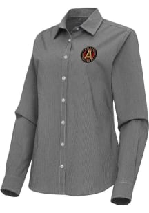 Antigua Atlanta United FC Womens Porter Long Sleeve Black Dress Shirt