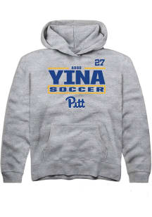 Adoo Yina Rally Youth Grey Pitt Panthers NIL Stacked Box Long Sleeve Player Hoodie