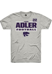 Jason Adler Rally Mens Ash K-State Wildcats NIL Stacked Box Player T Shirt