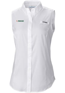 Columbia Miami Hurricanes Womens White Heat Seal Omni Wick Tamiami Polo Shirt