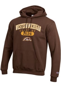 Mens Western Michigan Broncos Brown Champion Arch Pill Class of 2026 Powerblend Hooded Sweatshirt