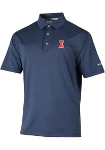 Mens Illinois Fighting Illini Navy Blue Columbia Sand Tee Short Sleeve Polo Shirt