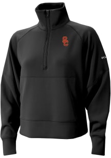 Womens USC Trojans Black Columbia Heat Seal Wickham Hills Qtr Zip Pullover