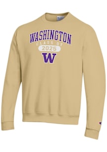Champion Washington Huskies Mens Gold Class of 2025 Powerblend Long Sleeve Crew Sweatshirt