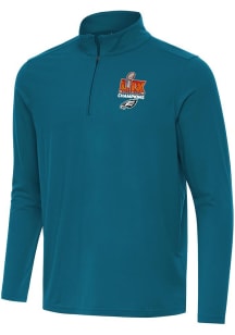 Antigua Philadelphia Eagles Mens Teal 2024 Super Bowl Champions Intent Long Sleeve Qtr Zip Pullove..