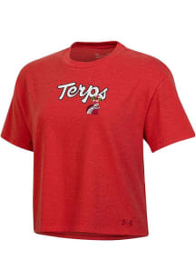 Under Armour Maryland Terrapins Womens Red Icon Short Sleeve T-Shirt