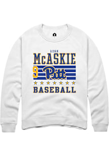 Aidan McAskie Rally Mens White Pitt Panthers NIL Striped Player Crew