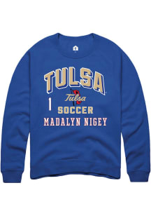 Madalyn Nigey Rally Mens Blue Tulsa Golden Hurricane NIL Arch Logo Player Crew