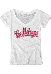 Ferris State Bulldogs Womens White Burnout V-Neck T-Shirt