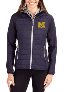 Womens Michigan Wolverines Blue Cutter and Buck Letterwinners M Club Rainier PrimaLoft Hybrid Medi..