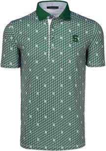 Mens Michigan State Spartans Green Greyson All over print Short Sleeve Fashion Polo