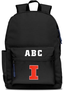 Illinois Fighting Illini Black Personalized Monogram Campus Backpack