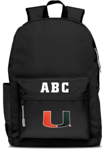 Miami Hurricanes Black Personalized Monogram Campus Backpack