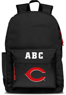 Cincinnati Reds Black Personalized Monogram Campus Backpack