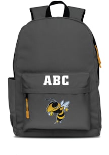 GA Tech Yellow Jackets Grey Personalized Monogram Campus Backpack