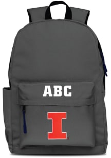 Illinois Fighting Illini Grey Personalized Monogram Campus Backpack