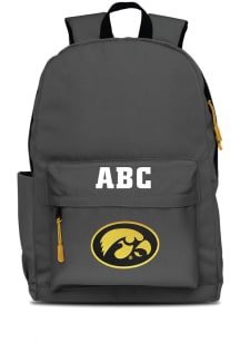 Iowa Hawkeyes Grey Personalized Monogram Campus Backpack