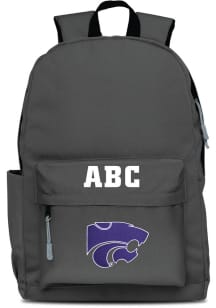 K-State Wildcats Grey Personalized Monogram Campus Backpack