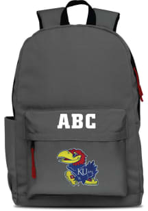 Kansas Jayhawks Grey Personalized Monogram Campus Backpack