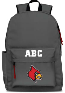 Louisville Cardinals Grey Personalized Monogram Campus Backpack