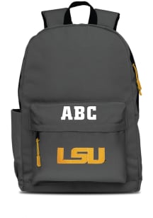 LSU Tigers Grey Personalized Monogram Campus Backpack