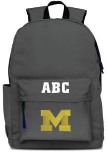 Michigan Wolverines Grey Personalized Monogram Campus Backpack