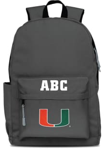 Miami Hurricanes Grey Personalized Monogram Campus Backpack