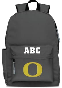 Oregon Ducks Grey Personalized Monogram Campus Backpack