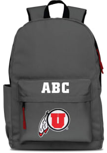 Utah Utes Grey Personalized Monogram Campus Backpack