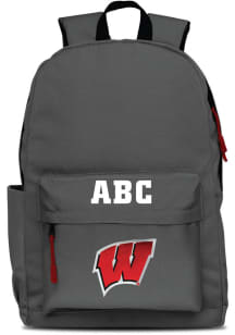 Wisconsin Badgers Grey Personalized Monogram Campus Backpack