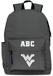 West Virginia Mountaineers Grey Personalized Monogram Campus Backpack