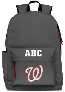 Washington Nationals Grey Personalized Monogram Campus Backpack