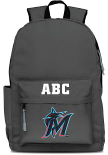 Miami Marlins Grey Personalized Monogram Campus Backpack