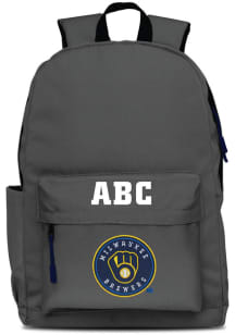 Milwaukee Brewers Grey Personalized Monogram Campus Backpack