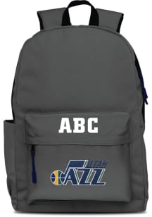 Utah Jazz Grey Personalized Monogram Campus Backpack