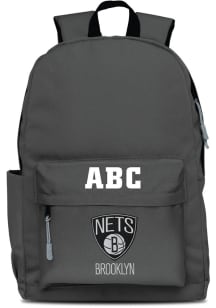 Brooklyn Nets Grey Personalized Monogram Campus Backpack