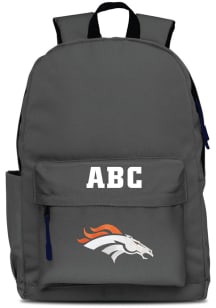 Denver Broncos Grey Personalized Monogram Campus Backpack