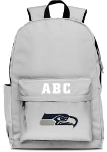 Seattle Seahawks Grey Personalized Monogram Campus Backpack