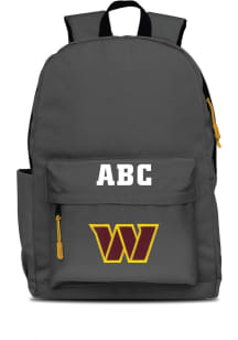 Washington Commanders Grey Personalized Monogram Campus Backpack
