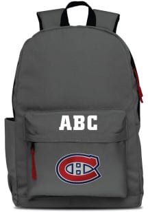 Montreal Canadiens Grey Personalized Monogram Campus Backpack