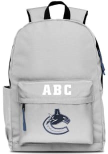 Vancouver Canucks Grey Personalized Monogram Campus Backpack