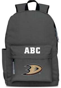 Anaheim Ducks Grey Personalized Monogram Campus Backpack