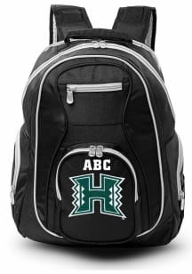 Hawaii Warriors Black Personalized Monogram Premium Backpack