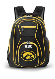 Personalized Monogram Premium Color Trim Iowa Hawkeyes Backpack - Black