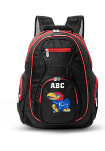 Kansas Jayhawks Black Personalized Monogram Premium Backpack